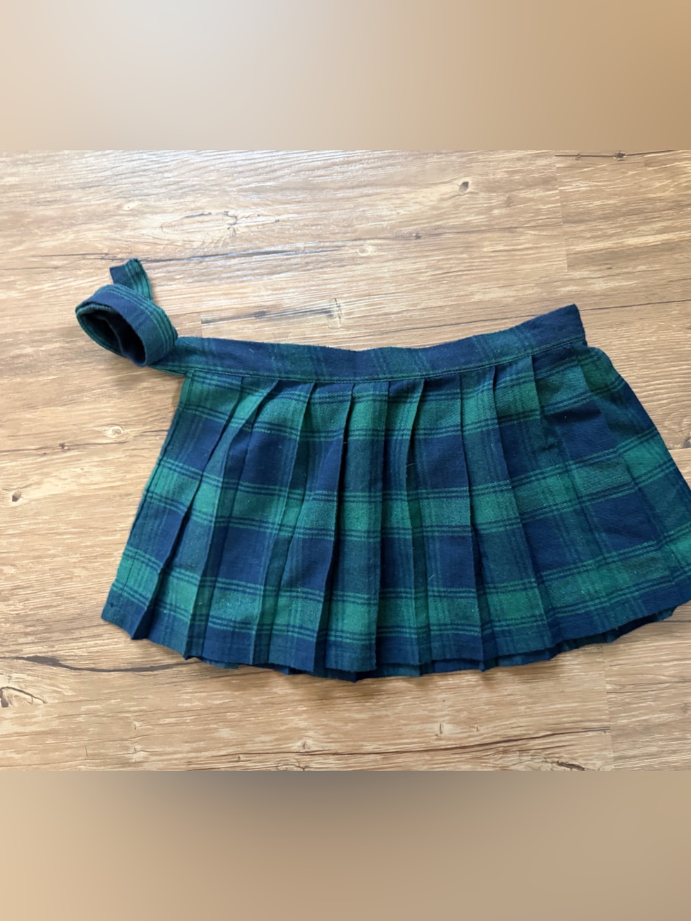 Plaid Pleated Mini Skirt in Green and Navy